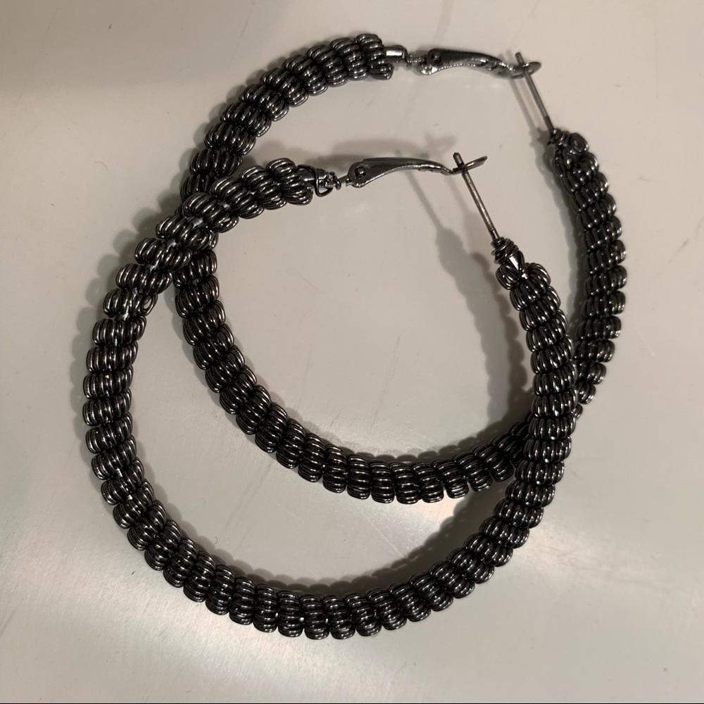 Spun Gunmetal 2” Hoop Earrings